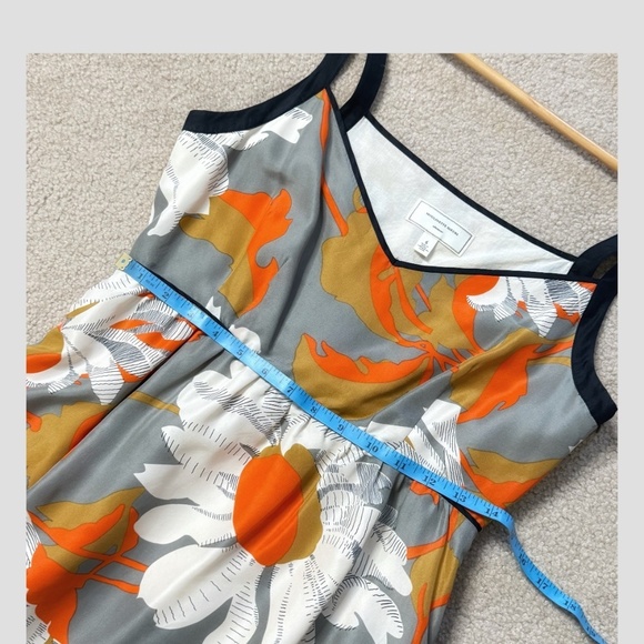 Anthropologie Moulinette Soeurs Silk Dress Empire Waist Grey Orange A-Line Fit 6 - Picture 14 of 16
